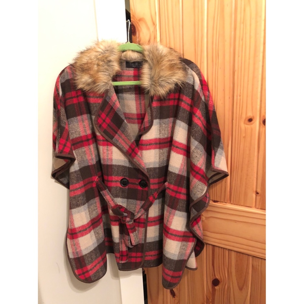 Peach Love Plaid Poncho